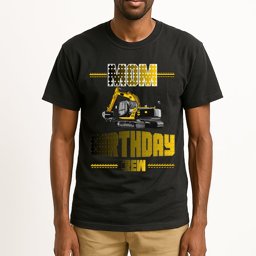 Mom Of The Birthday Crew Party Excavator Tall T-Shirt