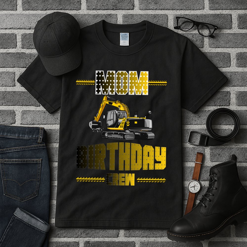 Mom Of The Birthday Crew Party Excavator Tall T-Shirt