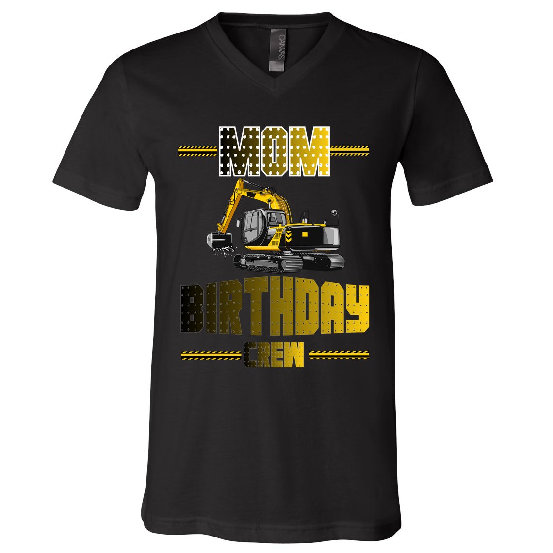 Mom Of The Birthday Crew Party Excavator V-Neck T-Shirt