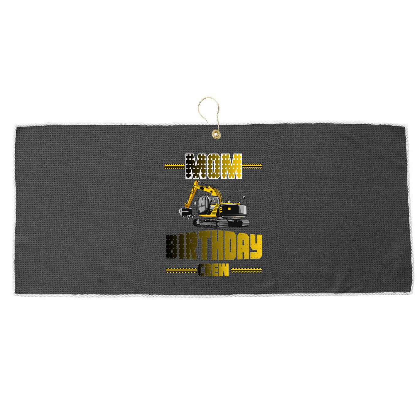 Mom Of The Birthday Crew Party Excavator Large Microfiber Waffle Golf Towel