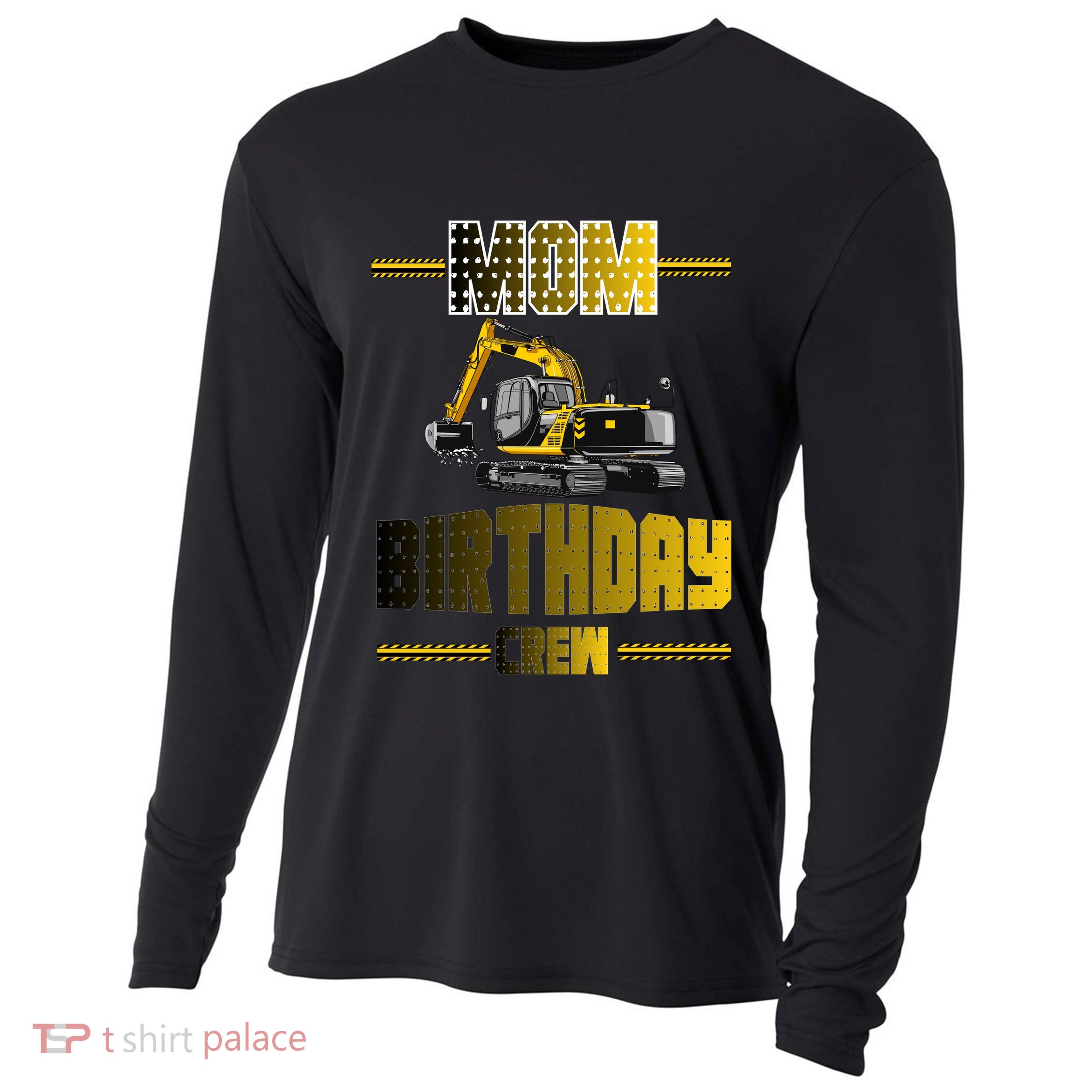 Mom Of The Birthday Crew Party Excavator Cooling Performance Long Sleeve Crew