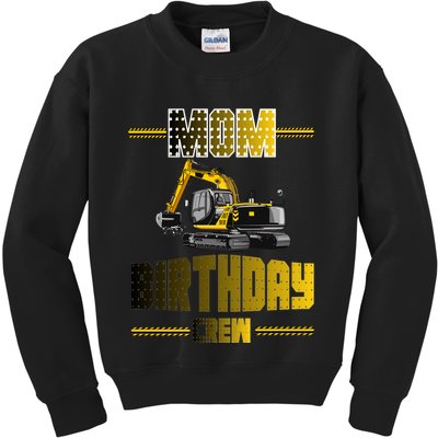 Mom Of The Birthday Crew Party Excavator Kids Sweatshirt