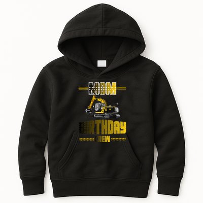 Mom Of The Birthday Crew Party Excavator Kids Hoodie