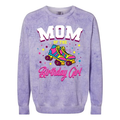 Mom Of The Birthday Girl Roller Skates Bday Skating Party Colorblast Crewneck Sweatshirt