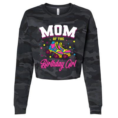 Mom Of The Birthday Girl Roller Skates Bday Skating Party Cropped Pullover Crew