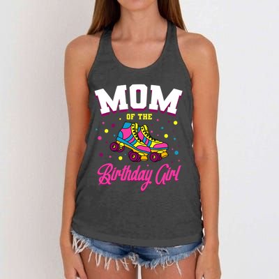 Mom Of The Birthday Girl Roller Skates Bday Skating Party Women's Knotted Racerback Tank