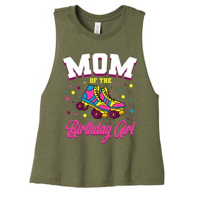 Mom Of The Birthday Girl Roller Skates Bday Skating Party Women's Racerback Cropped Tank