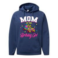 Mom Of The Birthday Girl Roller Skates Bday Skating Party Performance Fleece Hoodie