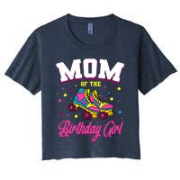 Mom Of The Birthday Girl Roller Skates Bday Skating Party Women's Crop Top Tee