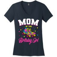 Mom Of The Birthday Girl Roller Skates Bday Skating Party Women's V-Neck T-Shirt