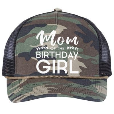 Mom Of The Birthday Girl Family Parents Mother Mommy Retro Rope Trucker Hat Cap