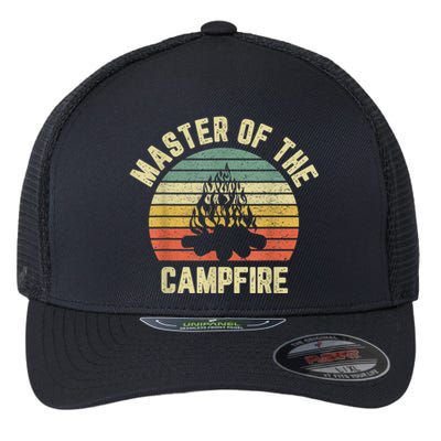 Master Of The Campfire Camping Vintage Camper Flexfit Unipanel Trucker Cap