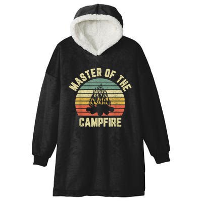 Master Of The Campfire Camping Vintage Camper Hooded Wearable Blanket