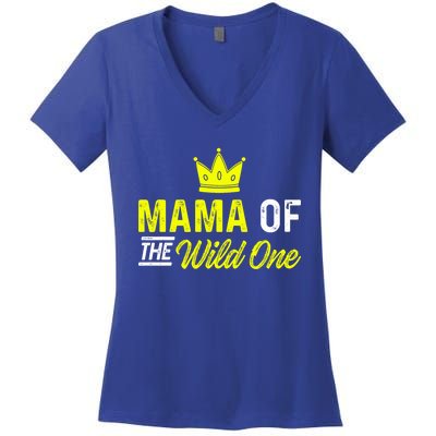 Mama Of The Wild One Mom Of The Wild One Meaningful Gift Women's V-Neck T-Shirt