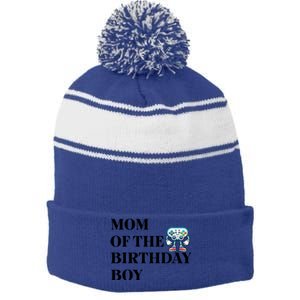 Mom Of The Birthday Matching Video Gamer Birthday Party Funny Gift Stripe Pom Pom Beanie