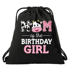 Mom Of The Birthday Girl Farm Cow Mommy Mama 1st Drawstring Bag