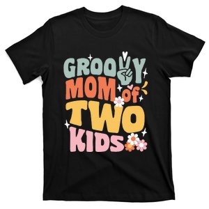 Mom of Two Back To School Groovy Mother's Day T-Shirt