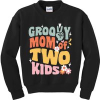 Mom of Two Back To School Groovy Mother's Day Kids Sweatshirt