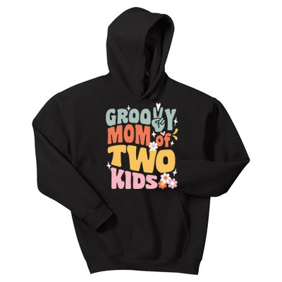 Mom of Two Back To School Groovy Mother's Day Kids Hoodie