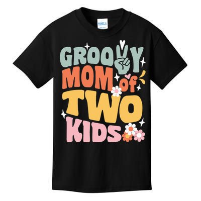 Mom of Two Back To School Groovy Mother's Day Kids T-Shirt