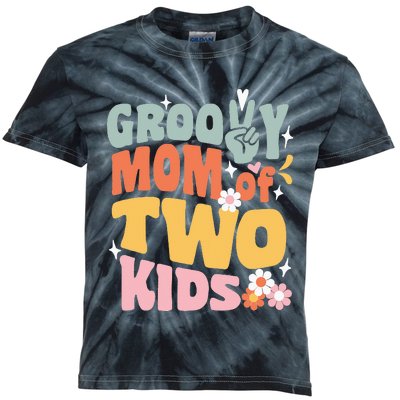 Mom of Two Back To School Groovy Mother's Day Kids Tie-Dye T-Shirt