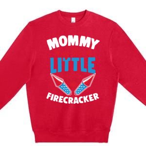 Mommy Of The Little Firecracker Matching Family 4th Of July Cool Gift Premium Crewneck Sweatshirt