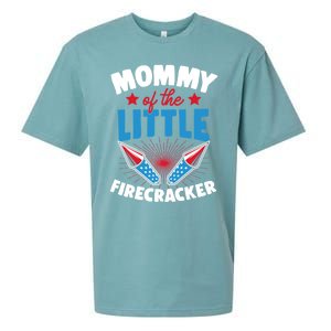 Mommy Of The Little Firecracker Matching Family 4th Of July Cool Gift Sueded Cloud Jersey T-Shirt