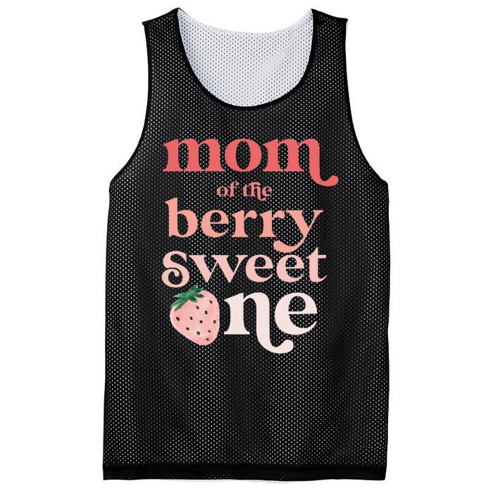 Mom of the Berry Sweet One Strawberry First Birthday 1st Mesh Reversible Basketball Jersey Tank