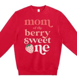 Mom of the Berry Sweet One Strawberry First Birthday 1st Premium Crewneck Sweatshirt