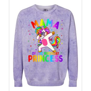 Mama of the Birthday Princess Dabbing Unicorn Mom Colorblast Crewneck Sweatshirt