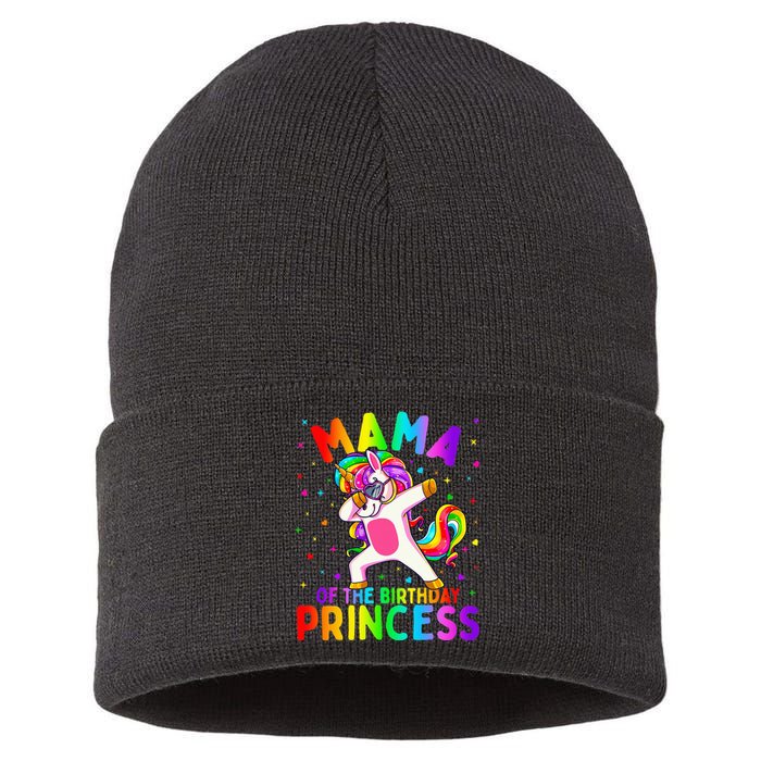 Mama of the Birthday Princess Dabbing Unicorn Mom Sustainable Knit Beanie