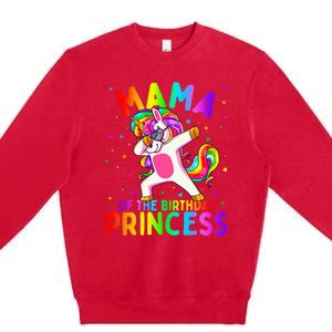 Mama of the Birthday Princess Dabbing Unicorn Mom Premium Crewneck Sweatshirt