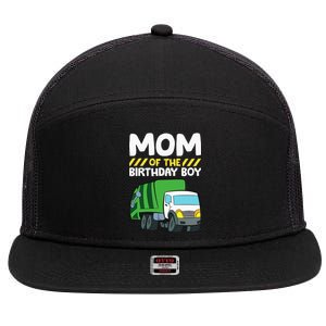 Mom Of The Birthday Boy Garbage Truck Birthday Party 7 Panel Mesh Trucker Snapback Hat