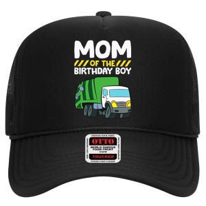 Mom Of The Birthday Boy Garbage Truck Birthday Party High Crown Mesh Back Trucker Hat