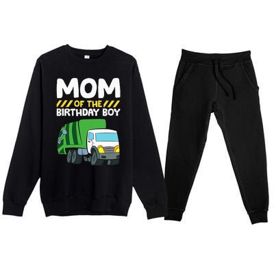 Mom Of The Birthday Boy Garbage Truck Birthday Party Premium Crewneck Sweatsuit Set