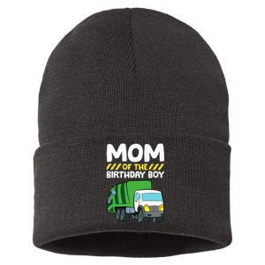 Mom Of The Birthday Boy Garbage Truck Birthday Party Sustainable Knit Beanie