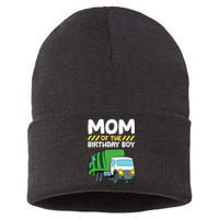 Mom Of The Birthday Boy Garbage Truck Birthday Party Sustainable Knit Beanie