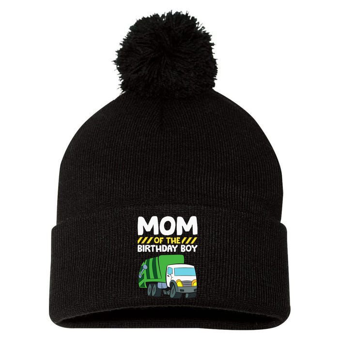 Mom Of The Birthday Boy Garbage Truck Birthday Party Pom Pom 12in Knit Beanie