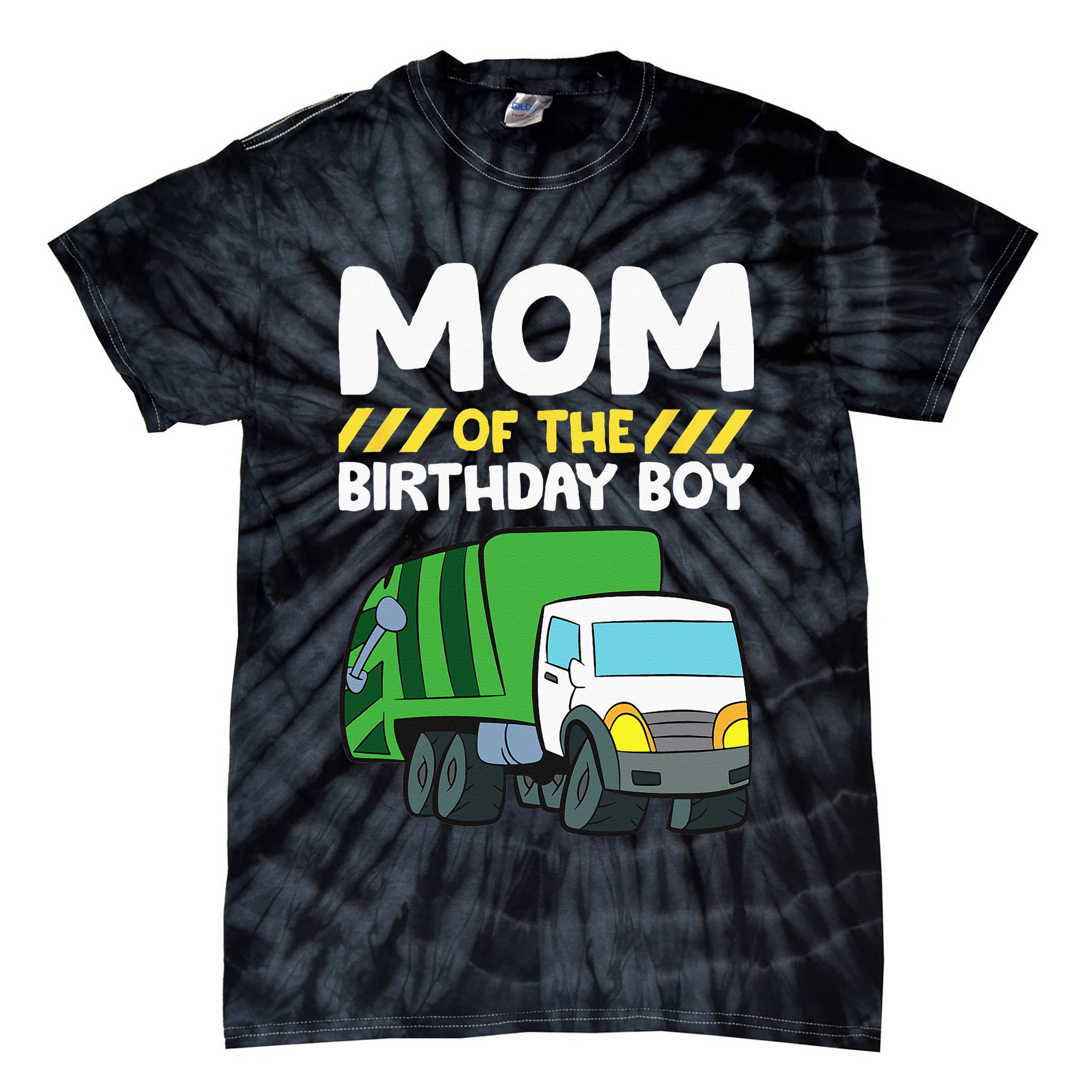 Mom Of The Birthday Boy Garbage Truck Birthday Party Tie-Dye T-Shirt