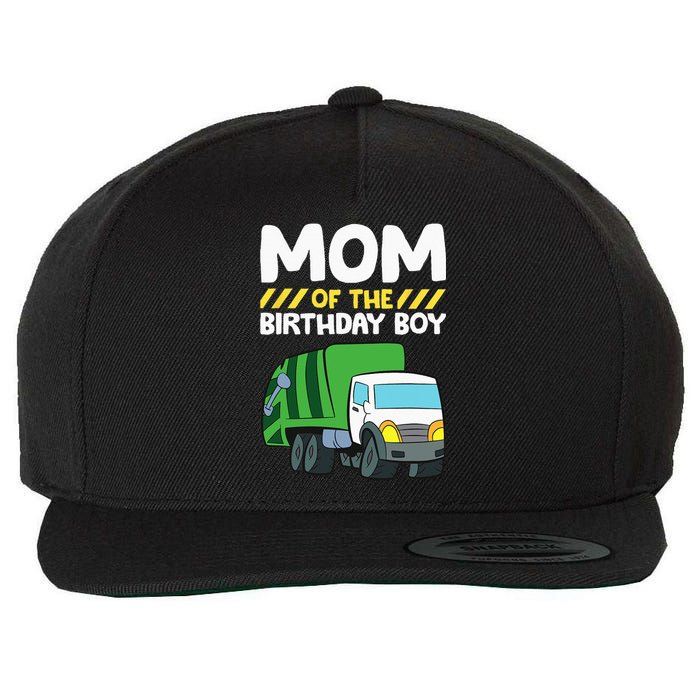 Mom Of The Birthday Boy Garbage Truck Birthday Party Wool Snapback Cap