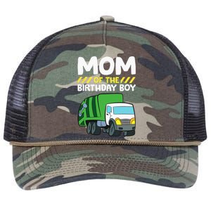 Mom Of The Birthday Boy Garbage Truck Birthday Party Retro Rope Trucker Hat Cap