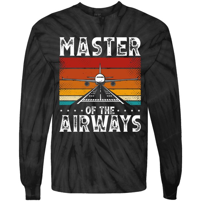 Masters Of The Airways Aviation Airline Pilot Tie-Dye Long Sleeve Shirt