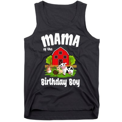 Mama Of The Birthday Boy Farm Animal Bday Party Celebration Tank Top