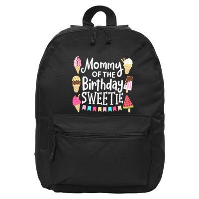 Mommy Of The Birthday Sweetie Ice Cream Matching Family 16 in Basic Backpack