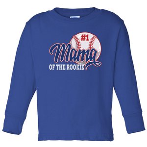 Mama Of The Rookie Baseball 1st Birthday Baseball Theme Gift Toddler Long Sleeve Shirt