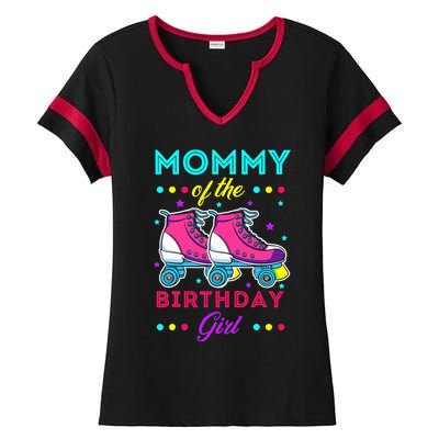 Mommy of the Birthday Roller Skates Bday Skating Theme Ladies Halftime Notch Neck Tee