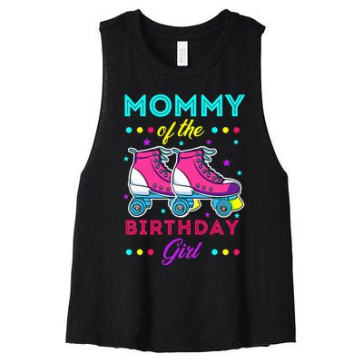 Mommy of the Birthday Roller Skates Bday Skating Theme Women's Racerback Cropped Tank