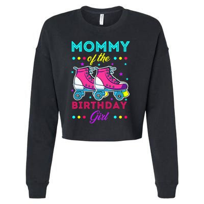 Mommy of the Birthday Roller Skates Bday Skating Theme Cropped Pullover Crew