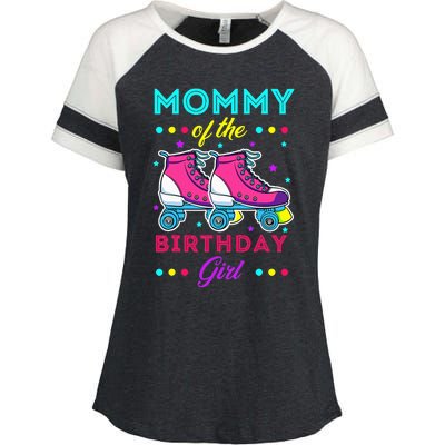 Mommy of the Birthday Roller Skates Bday Skating Theme Enza Ladies Jersey Colorblock Tee