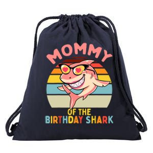 Mommy of the Shark Birthday Mom Matching Family Drawstring Bag